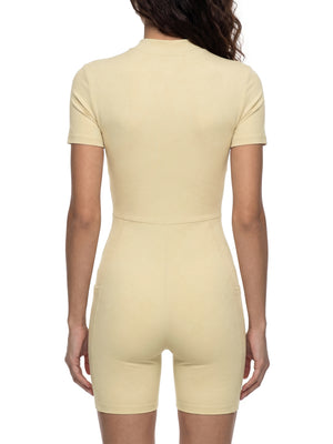 Women's Quarter Zip Short Sleeve Romper – Athletic One-Piece Activewear Jumpsuit