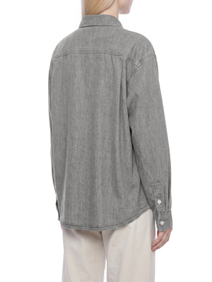 Unisex Vintage Wash Denim Shirt – Oversized Retro Button-Up Streetwear Denim Top