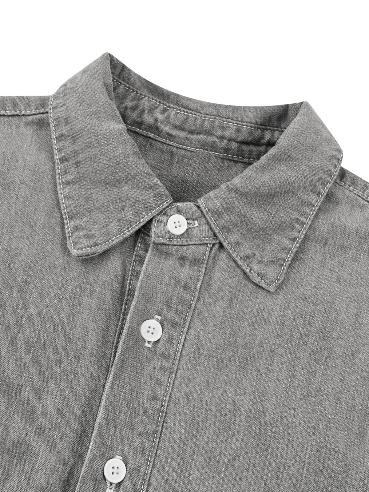 Unisex Vintage Wash Denim Shirt – Oversized Retro Button-Up Streetwear Denim Top
