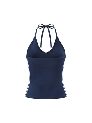 Women's Color Block Halter Crop Tank Top – Sleeveless Summer Essential