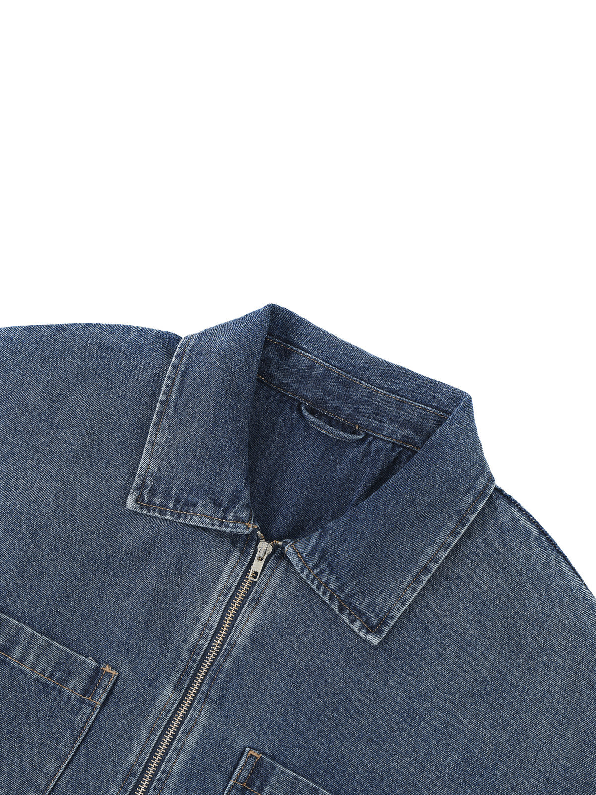 Unisex Oversized Vintage Wash Quarter Zip Denim Shirt – Boxy Streetwear Pullover