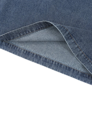 Unisex Oversized Vintage Wash Quarter Zip Denim Shirt – Boxy Streetwear Pullover