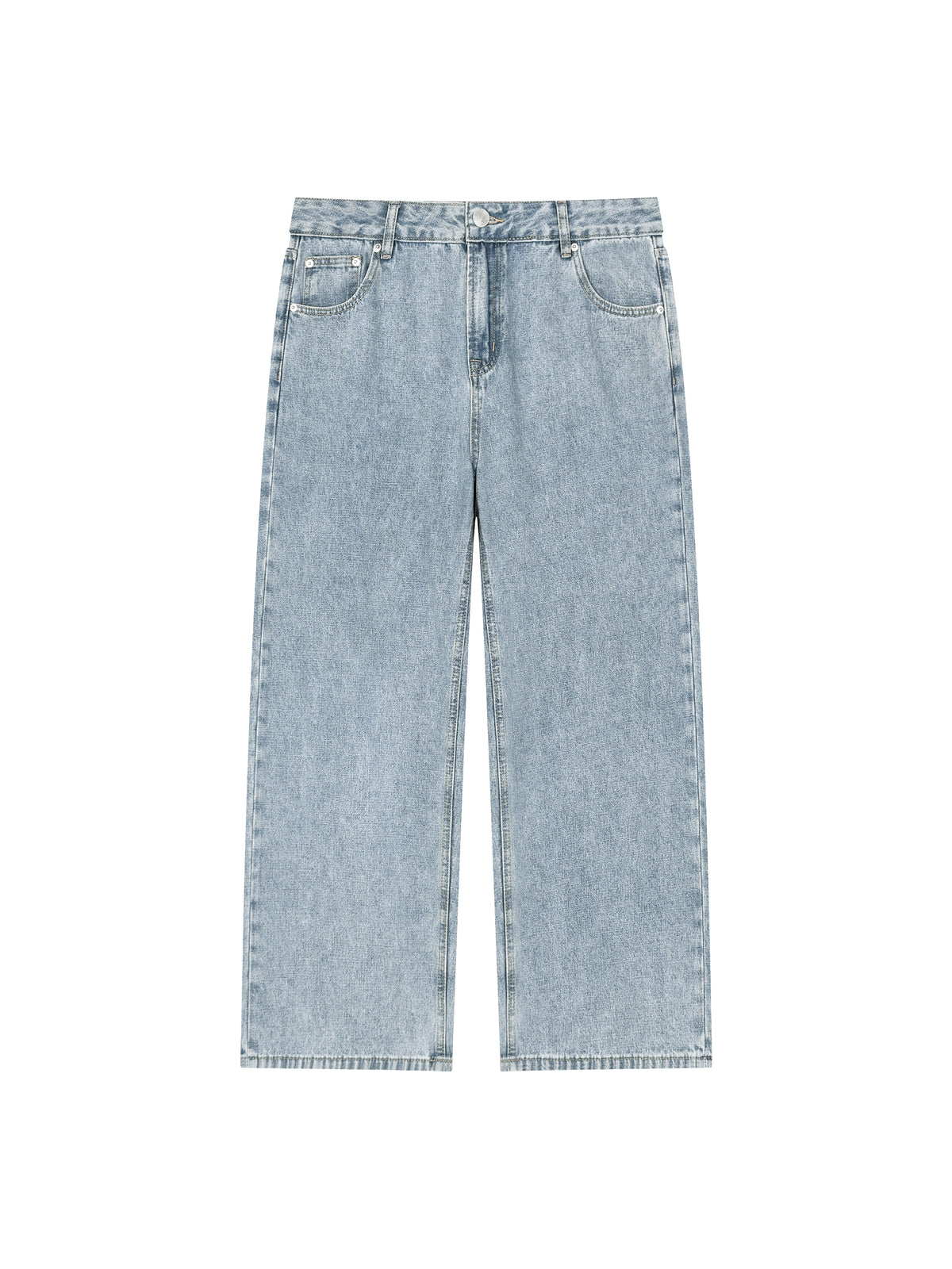 Unisex Vintage Wash Straight Leg Jeans – Relaxed Fit Baggy Denim Streetwear Pants