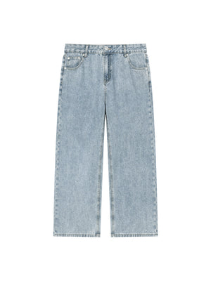 Unisex Vintage Wash Straight Leg Jeans – Relaxed Fit Baggy Denim Streetwear Pants