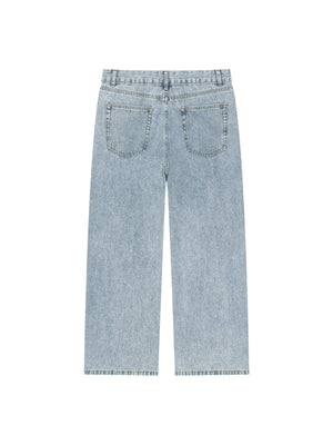 Unisex Vintage Wash Straight Leg Jeans – Relaxed Fit Baggy Denim Streetwear Pants