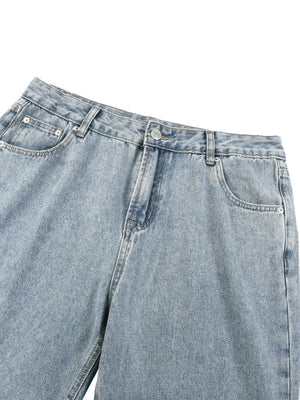 Unisex Vintage Wash Straight Leg Jeans – Relaxed Fit Baggy Denim Streetwear Pants