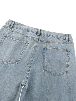 Unisex Vintage Wash Straight Leg Jeans – Relaxed Fit Baggy Denim Streetwear Pants