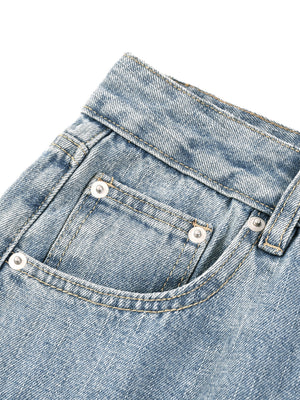 Unisex Vintage Wash Straight Leg Jeans – Relaxed Fit Baggy Denim Streetwear Pants