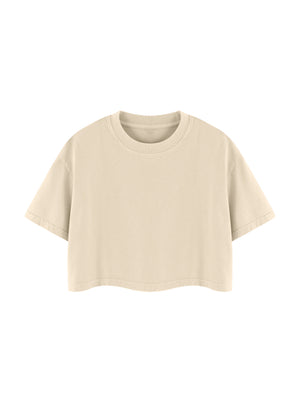 Women's Mineral Wash Cotton Crop T-Shirt – Vintage Oversized Cropped Streetwear Tee