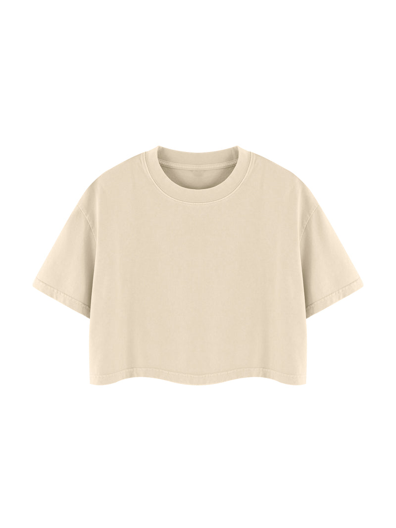 Women's Mineral Wash Cotton Crop T-Shirt