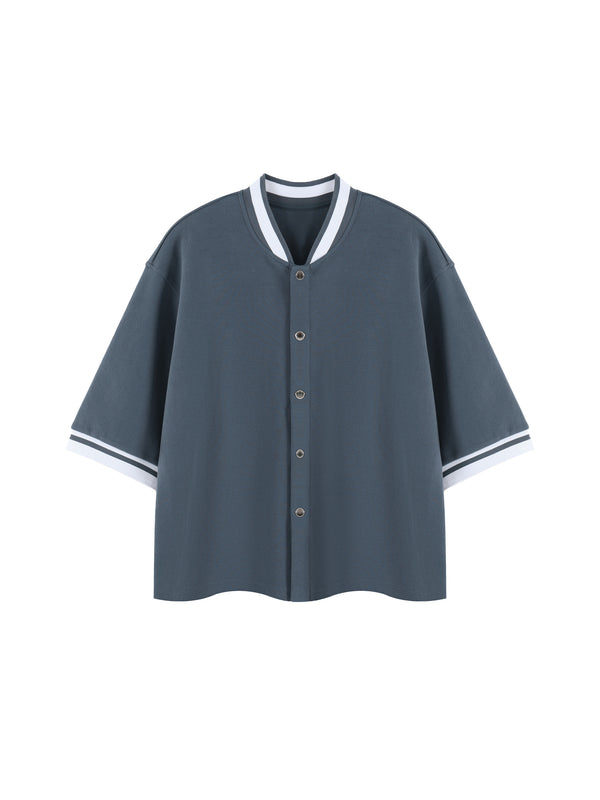 Unisex Heavyweight Boxy Baseball Jersey – Oversized Vintage Streetwear Button-Up Shirt