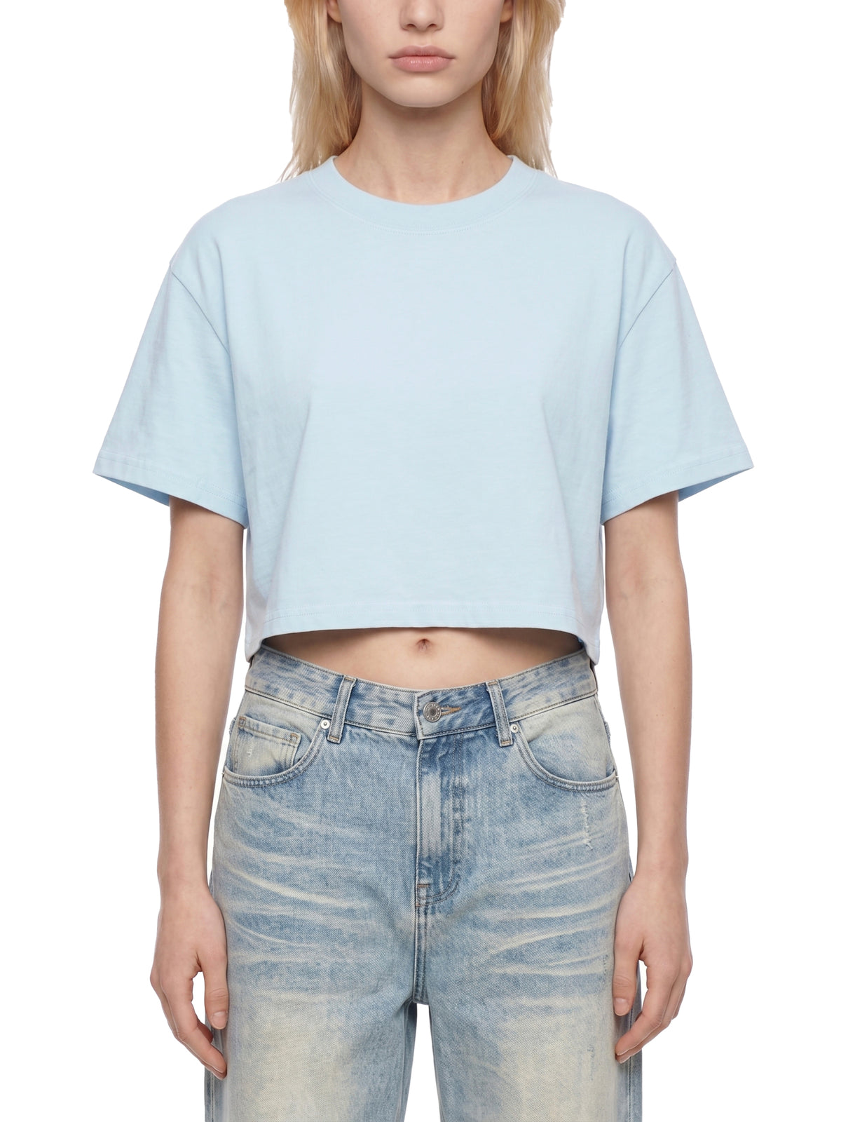 Women's Mineral Wash Cotton Crop T-Shirt – Vintage Oversized Cropped Streetwear Tee