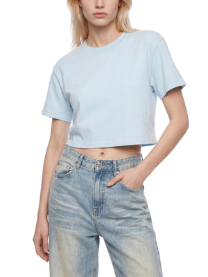 Women's Mineral Wash Cotton Crop T-Shirt – Vintage Oversized Cropped Streetwear Tee