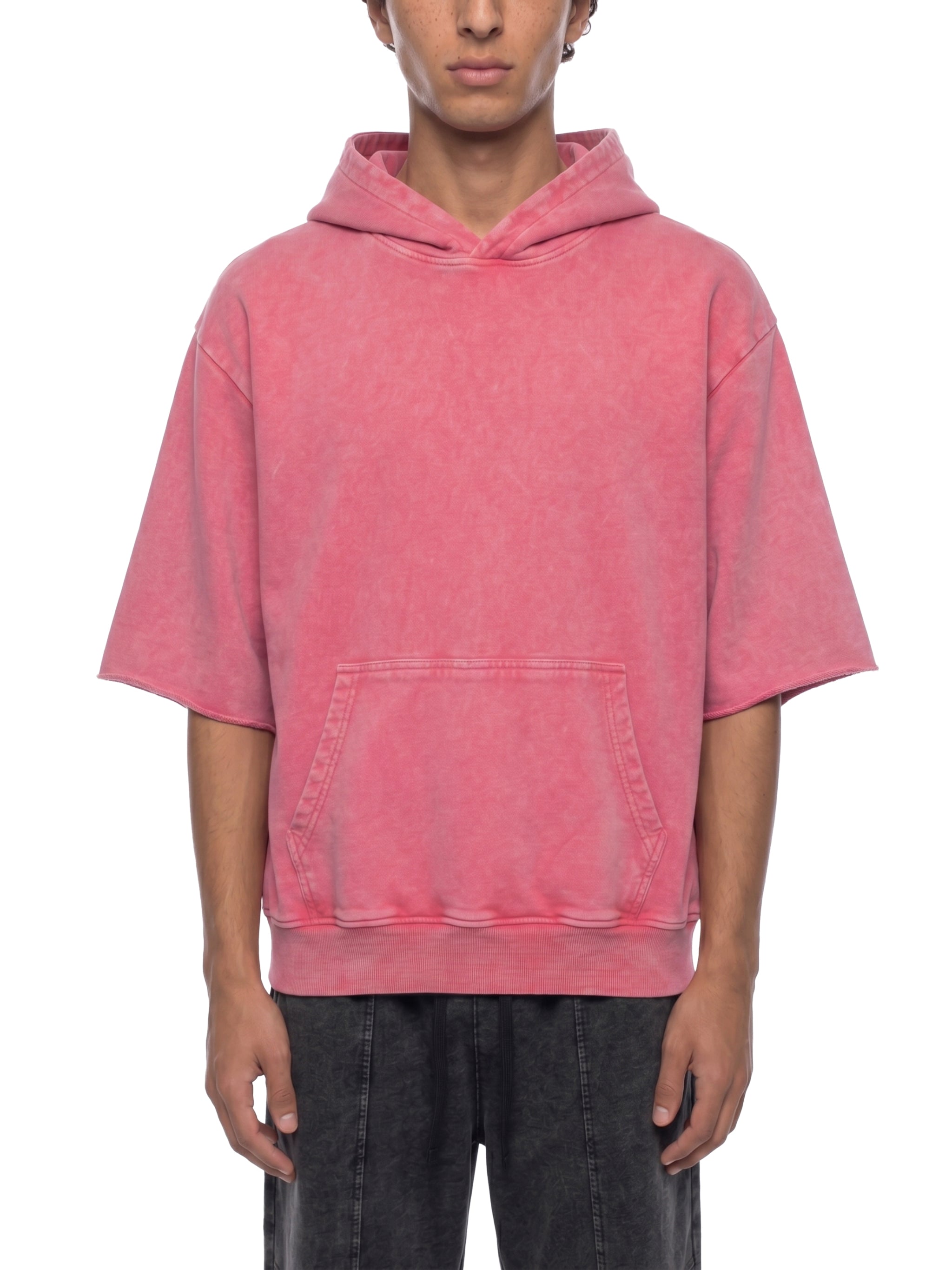 Unisex Mineral Wash Short Sleeve Hoodie