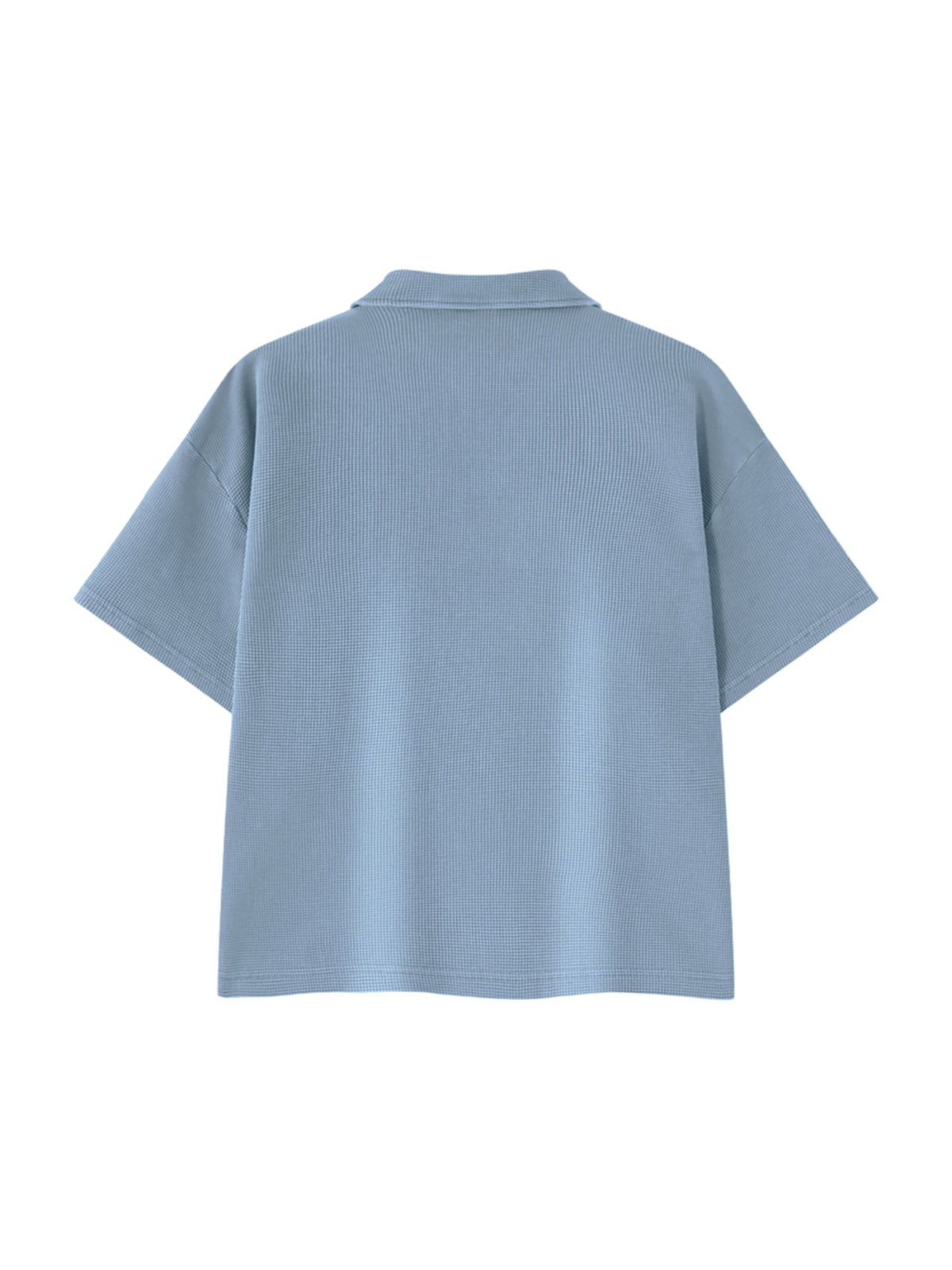 Unisex Oversized Vintage Wash Waffle Knit Polo Shirt – Boxy Streetwear Textured Tee