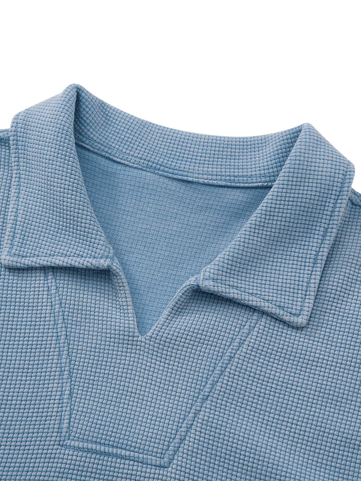 Unisex Oversized Vintage Wash Waffle Knit Polo Shirt – Boxy Streetwear Textured Tee
