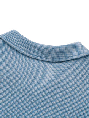 Unisex Oversized Vintage Wash Waffle Knit Polo Shirt – Boxy Streetwear Textured Tee
