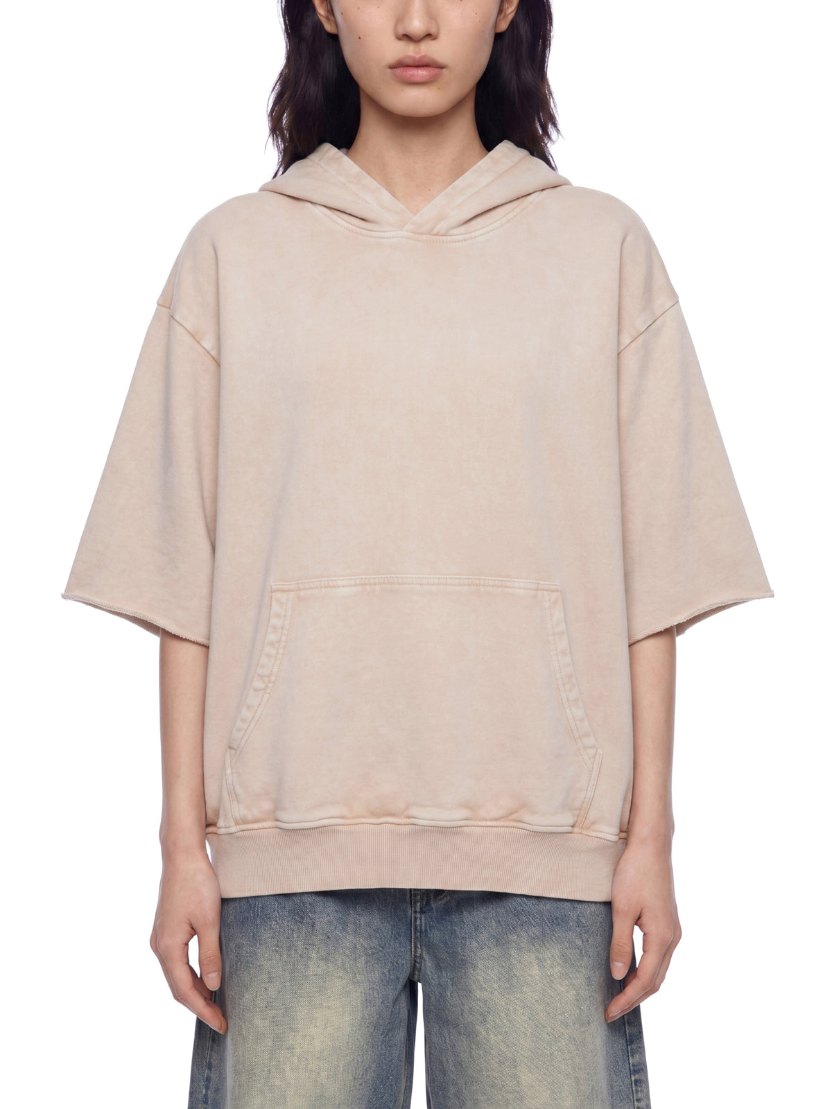 Unisex Mineral Wash Short Sleeve Hoodie – Oversized Vintage Streetwear Hooded Tee