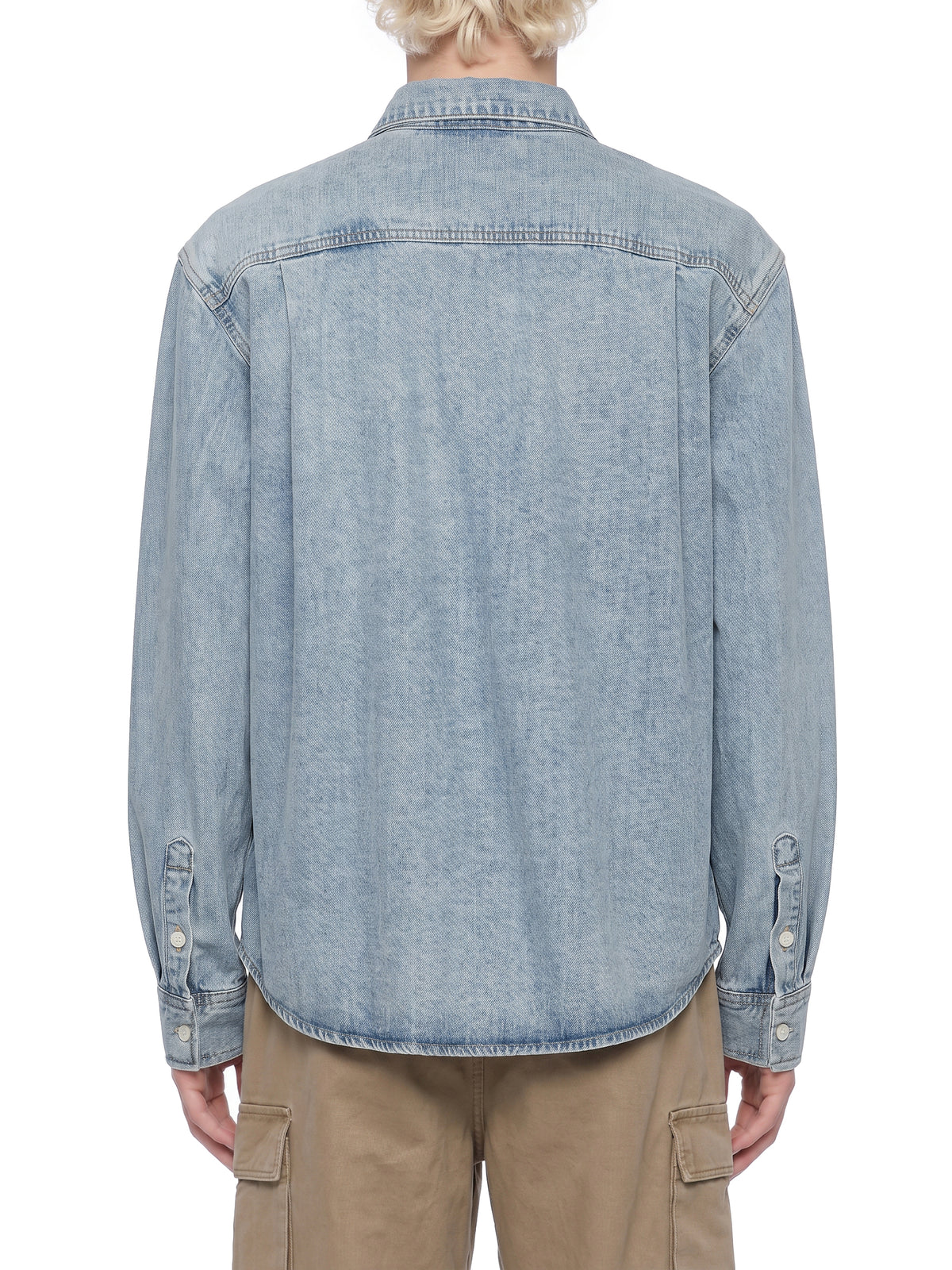 Unisex Vintage Wash Denim Shirt – Oversized Retro Button-Up Streetwear Denim Top