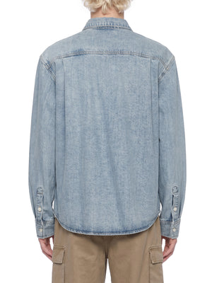 Unisex Vintage Wash Denim Shirt – Oversized Retro Button-Up Streetwear Denim Top