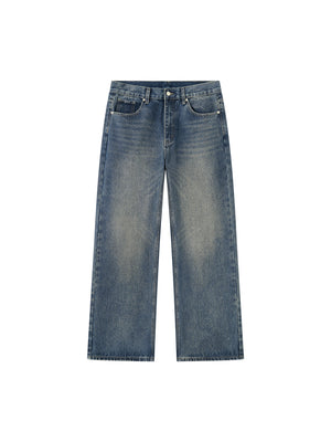 Men’s Vintage Wash Straight Leg Denim Jeans