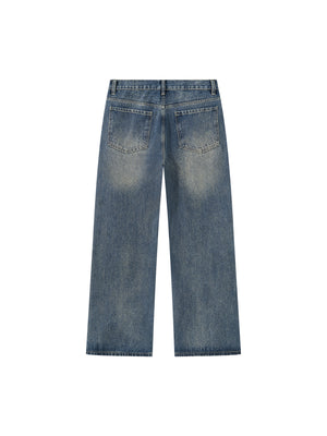 Men’s Vintage Wash Straight Leg Denim Jeans
