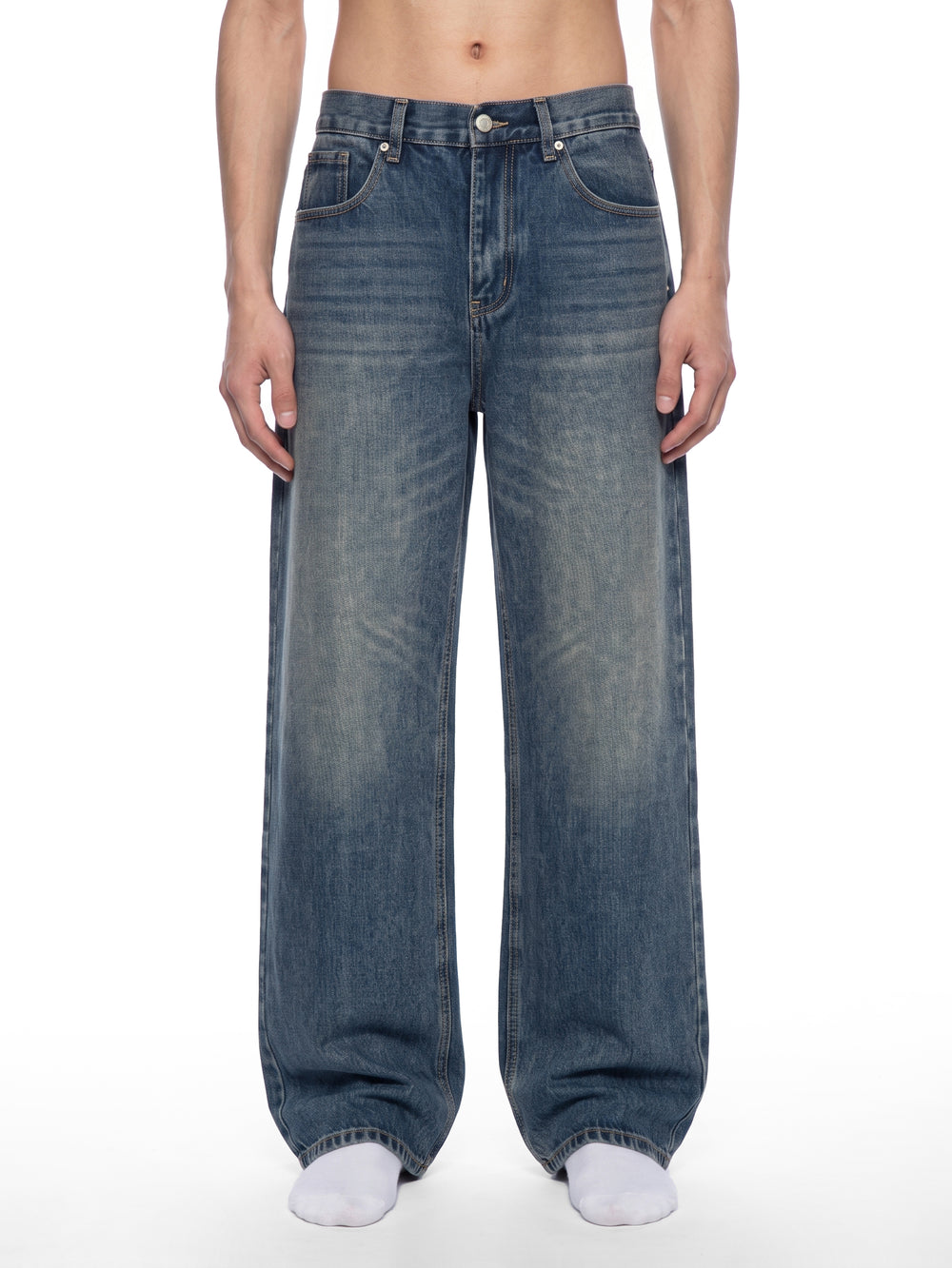 Men’s Vintage Wash Straight Leg Denim Jeans