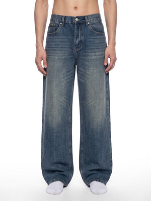 Men’s Vintage Wash Straight Leg Denim Jeans