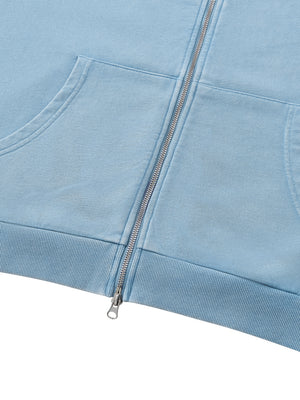 Unisex Mineral Wash Boxy Full Zip Hoodie