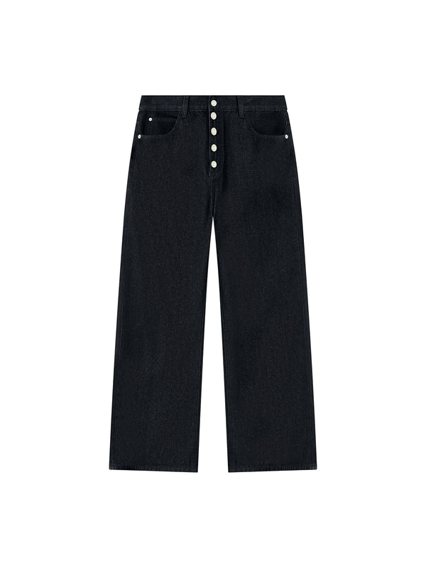 Men's Vintage Wash Wide Leg Denim Jeans
