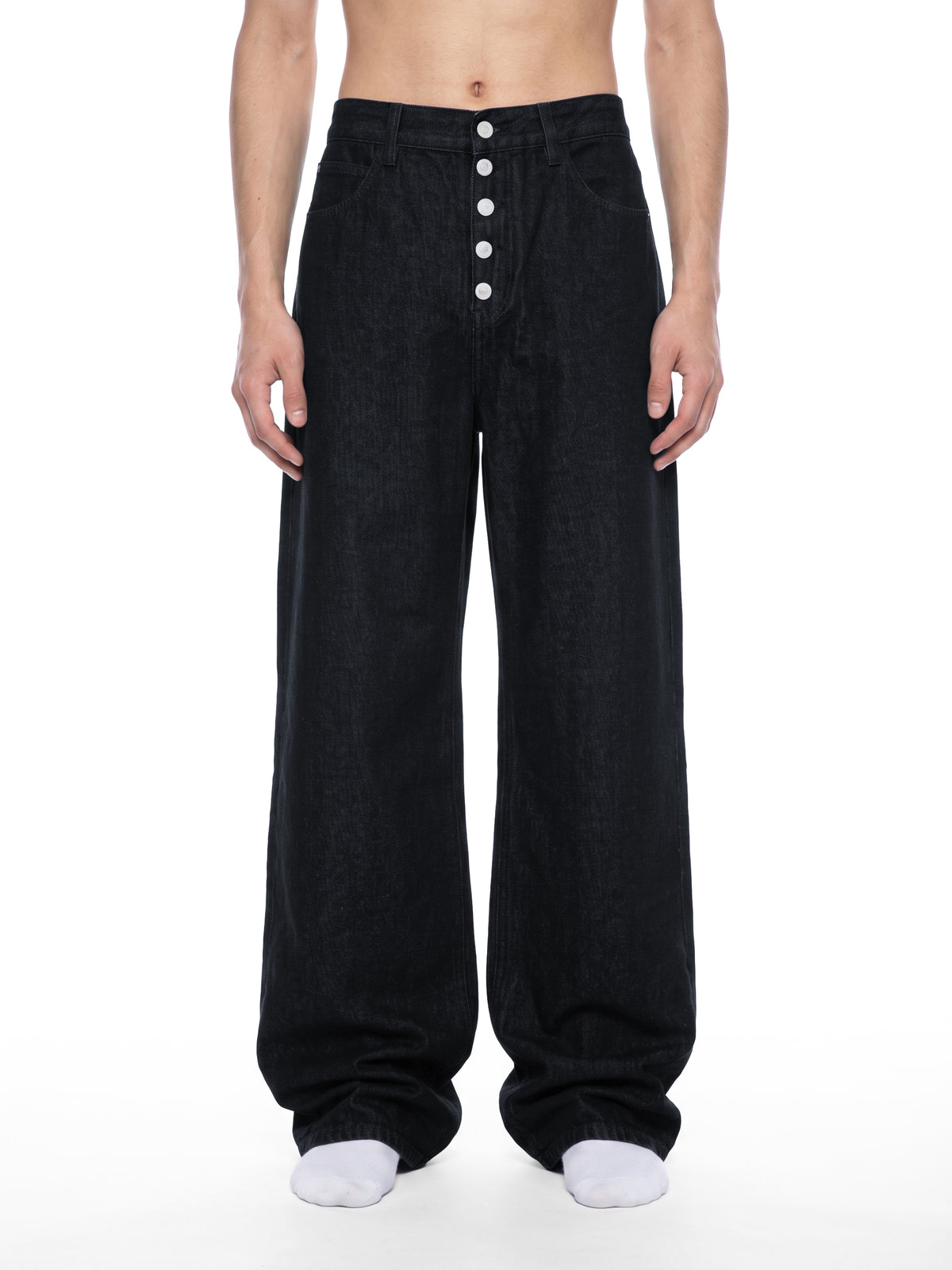 Men's Vintage Wash Wide Leg Denim Jeans