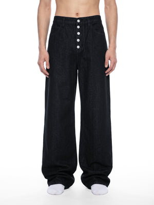 Men's Vintage Wash Wide Leg Denim Jeans
