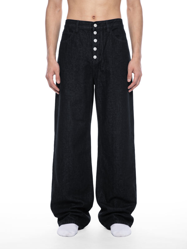 Men's Vintage Wash Wide Leg Denim Jeans