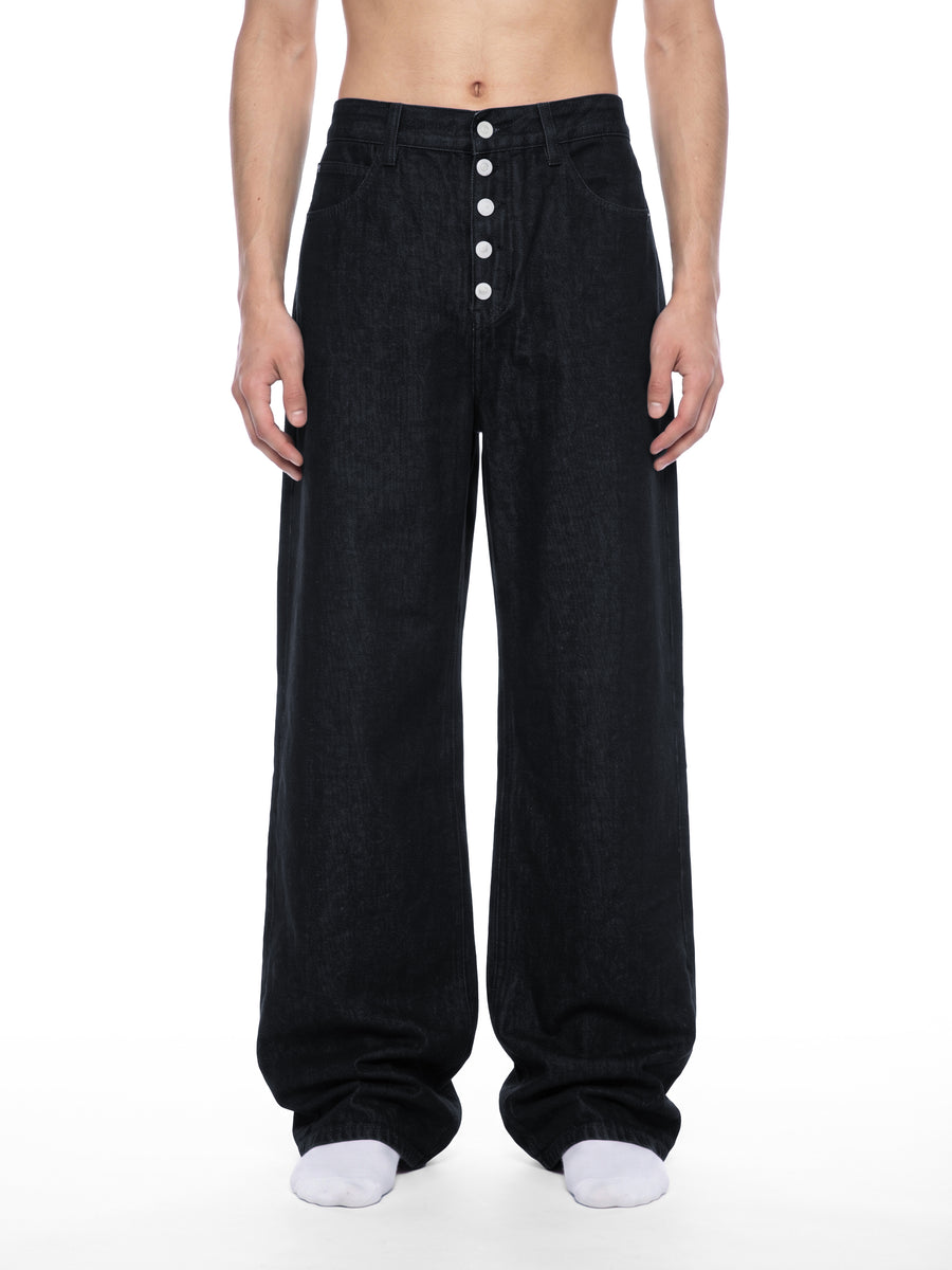 Men's Vintage Wash Wide Leg Denim Jeans