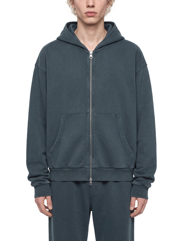 Unisex Mineral Wash Boxy Full Zip Hoodie