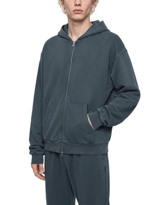Unisex Mineral Wash Boxy Full Zip Hoodie