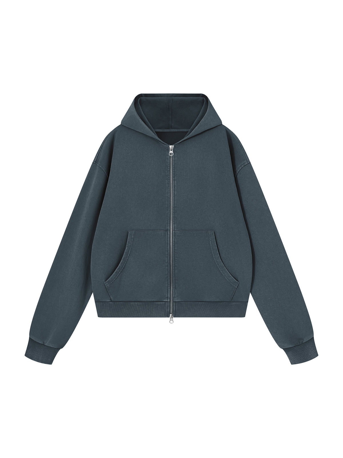 Unisex Mineral Wash Boxy Full Zip Hoodie