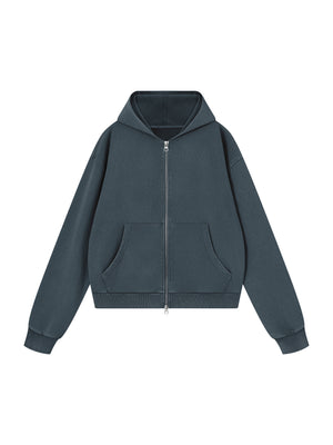 Unisex Mineral Wash Boxy Full Zip Hoodie