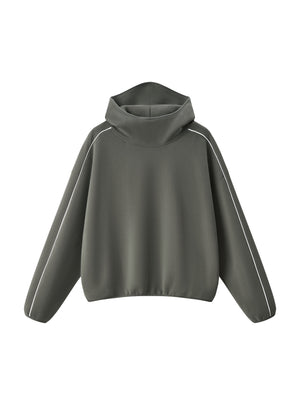Unisex Boxy Piping Fleece Hoodie