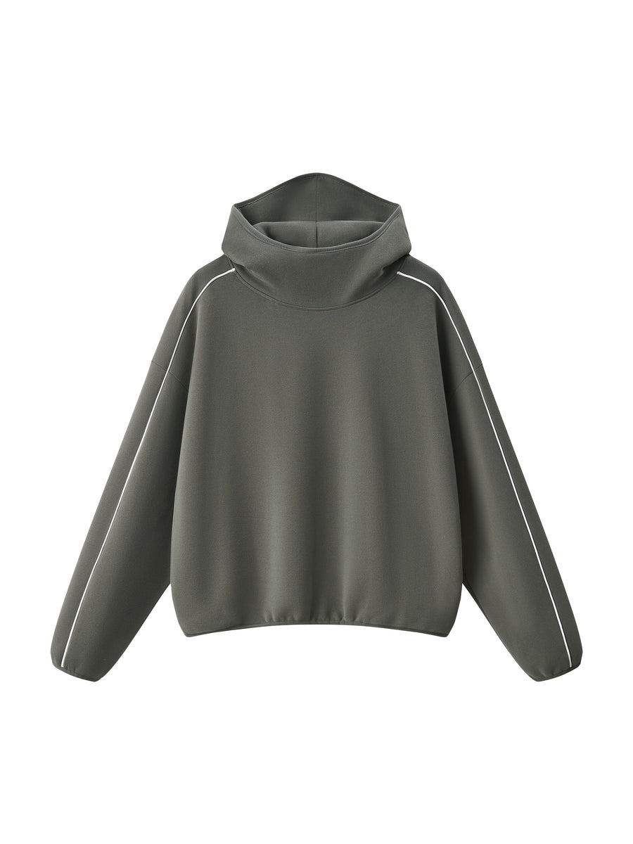 Unisex Boxy Piping Fleece Hoodie - MYN2O