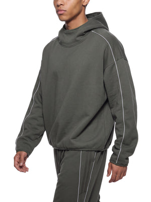 Unisex Boxy Piping Fleece Hoodie