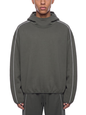 Unisex Boxy Piping Fleece Hoodie