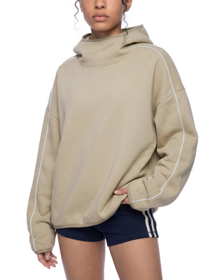 Unisex Boxy Piping Fleece Hoodie