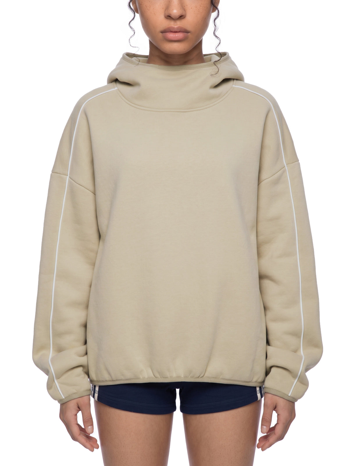 Unisex Boxy Piping Fleece Hoodie