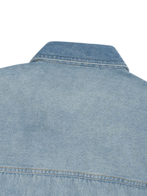 Unisex Vintage Wash Boxy Short Denim Shirt
