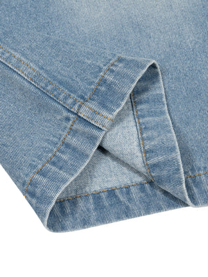 Unisex Vintage Wash Boxy Short Denim Shirt
