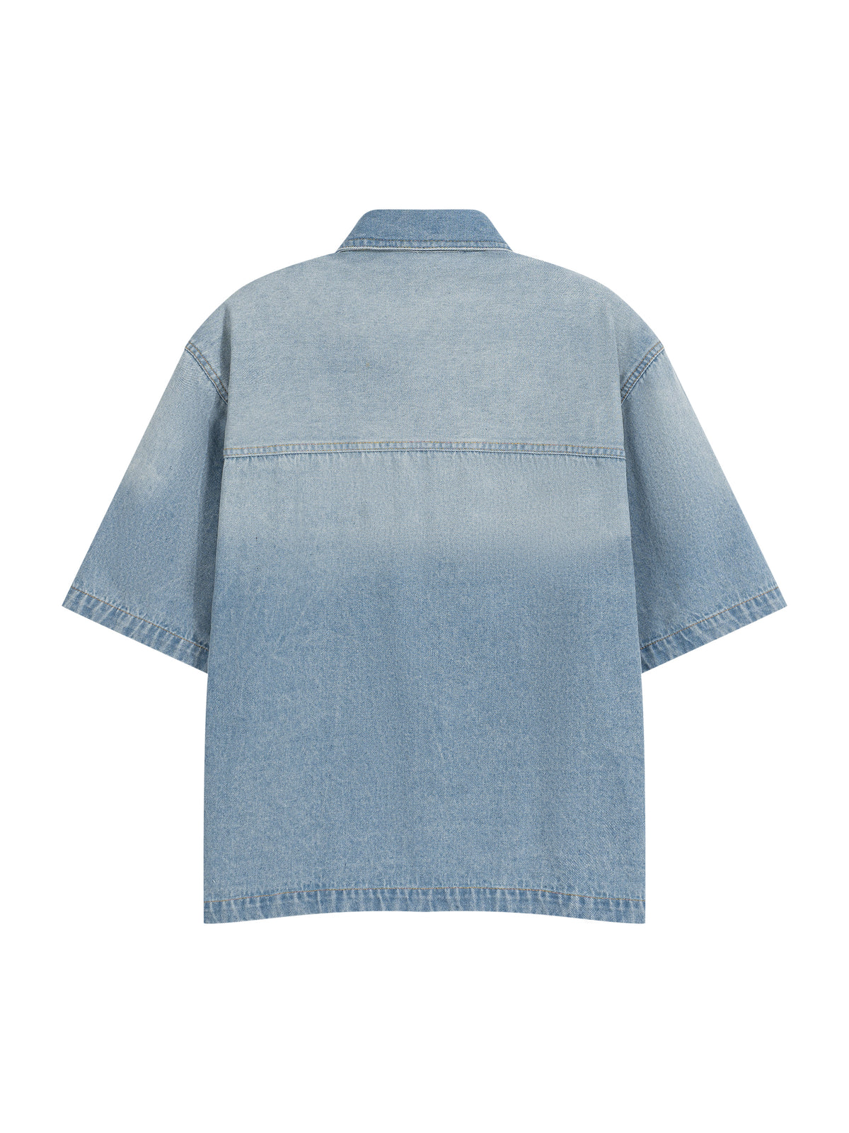 Unisex Vintage Wash Boxy Short Denim Shirt