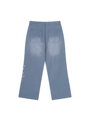 Men's Vintage Wash Splatter Denim Jeans