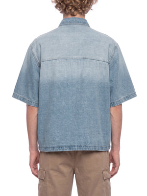 Unisex Vintage Wash Boxy Short Denim Shirt