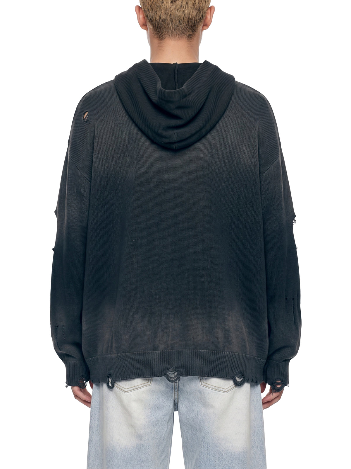 Unisex Distressed Full Zip Sweater